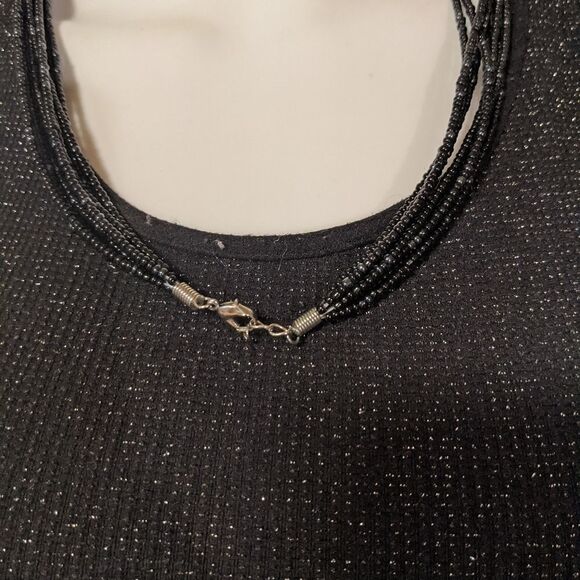 Beads & silver-tone circles necklace - Picture 4 of 4